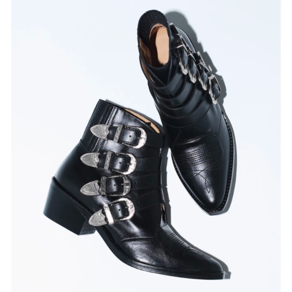 TOGA Pulla black buckle leather boots size 39